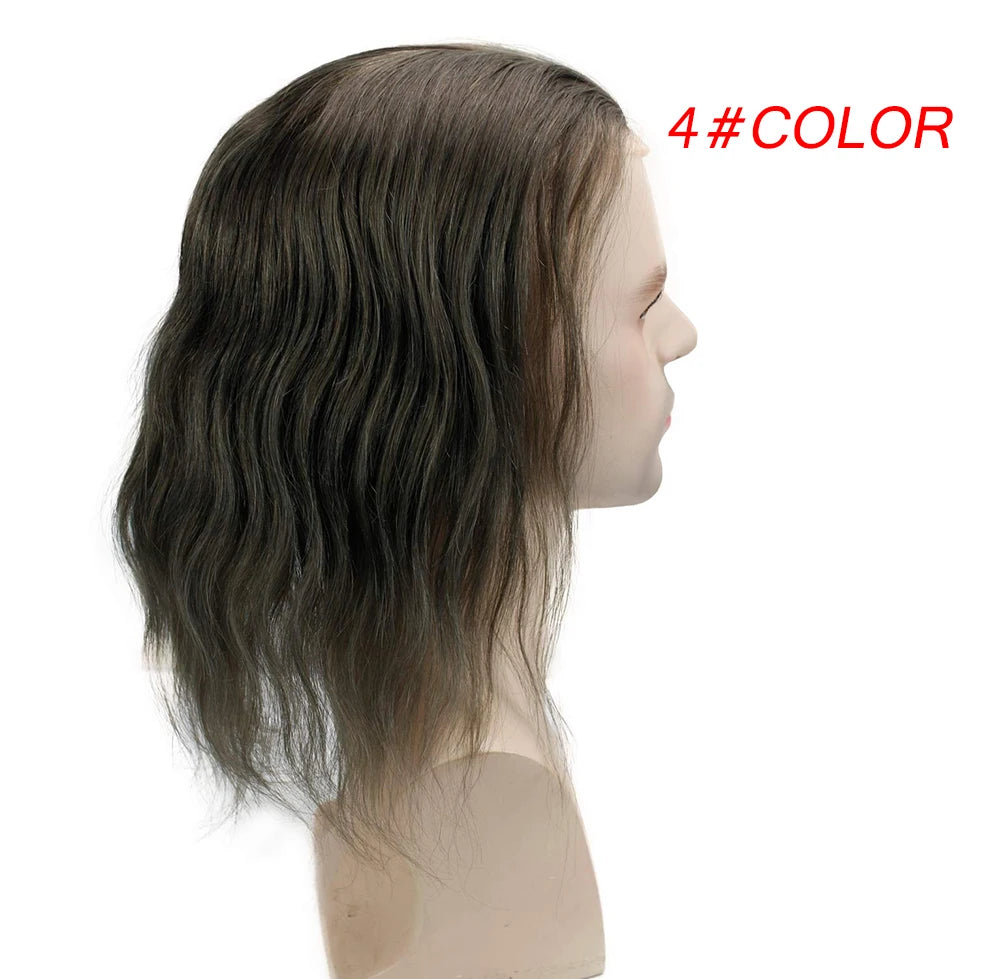 French Lace Front Mens Toupee Hair 12inch Long Hair Replacement System For European Virgin Human Hair Pieces Lace Front Man Wigs