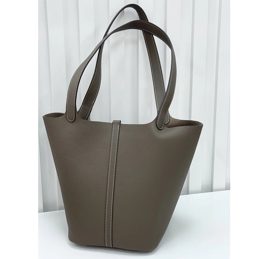 Mendy Large Women's Bag Vintage Leather Bucket Bag 26CM Tote Hobo Bag for Women Soft Leather Underarm Shoulder Purse Handbag New
