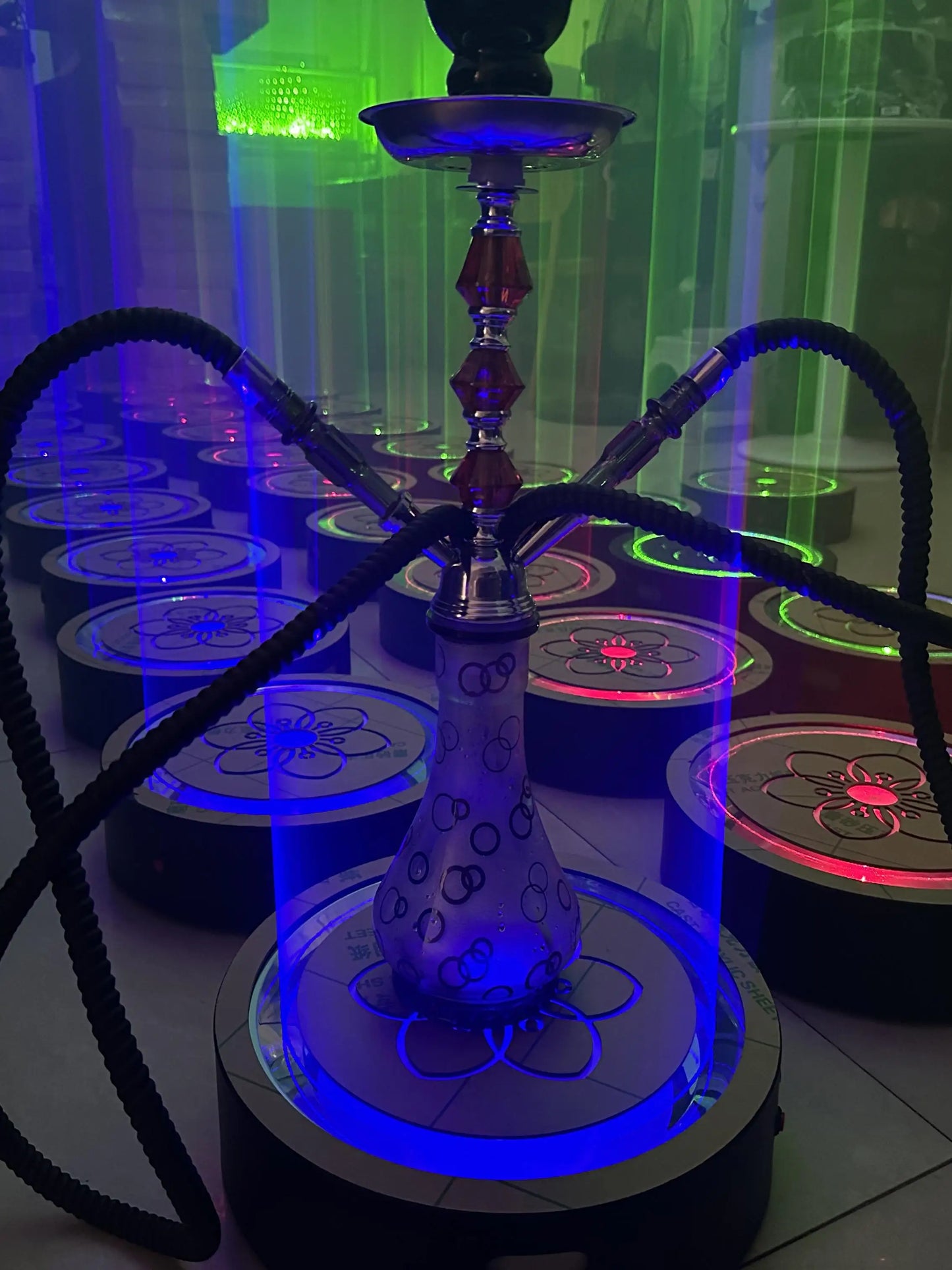 LED Smoking Table Lamp with Laser Light & Charging Base for Hookah Portable Neon Smoke Glow Lamp for Bar Party Laser Effects