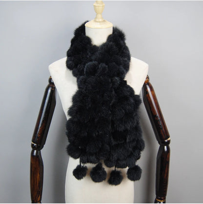 Women Winter Warm Real Rabbit Fur Scarf Hot Sale Natural Rabbit Fur Muffler 2025 Lady 100% Genuine Fur Scarves Wholesale Retail