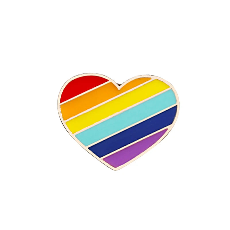 LGBT Flag Rainbow Heart Brooch Peace and Love Enamel Pins Clothes Bag Lapel Pin Gay Lesbian Pride Icon Badge Unisex Jewelry Gift