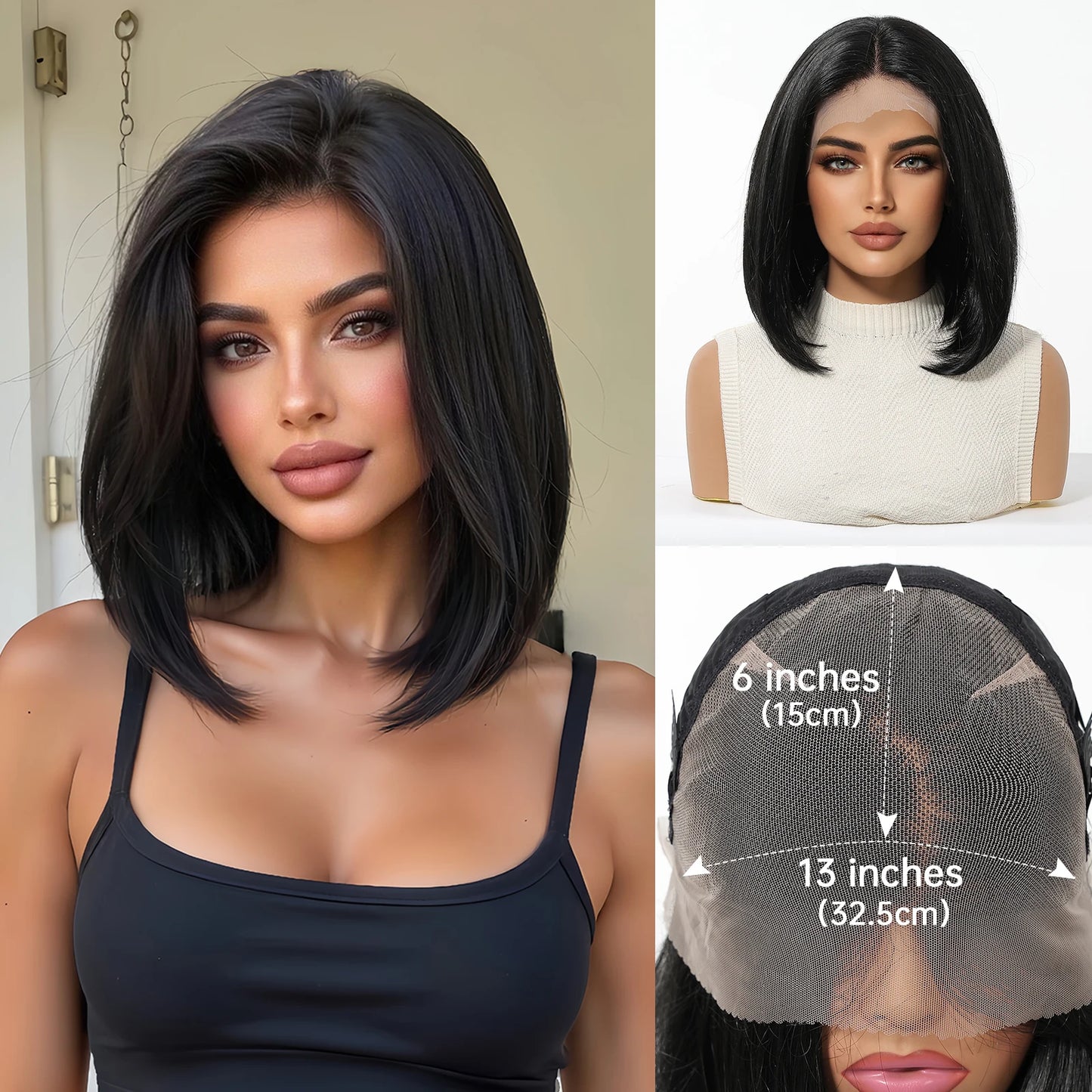 13*6 HD Lace Front Wigs Blonde Mixed Brown Synthetic Wigs For Women Daily Party Short Straight Natural Fake Hair Heat Resistant