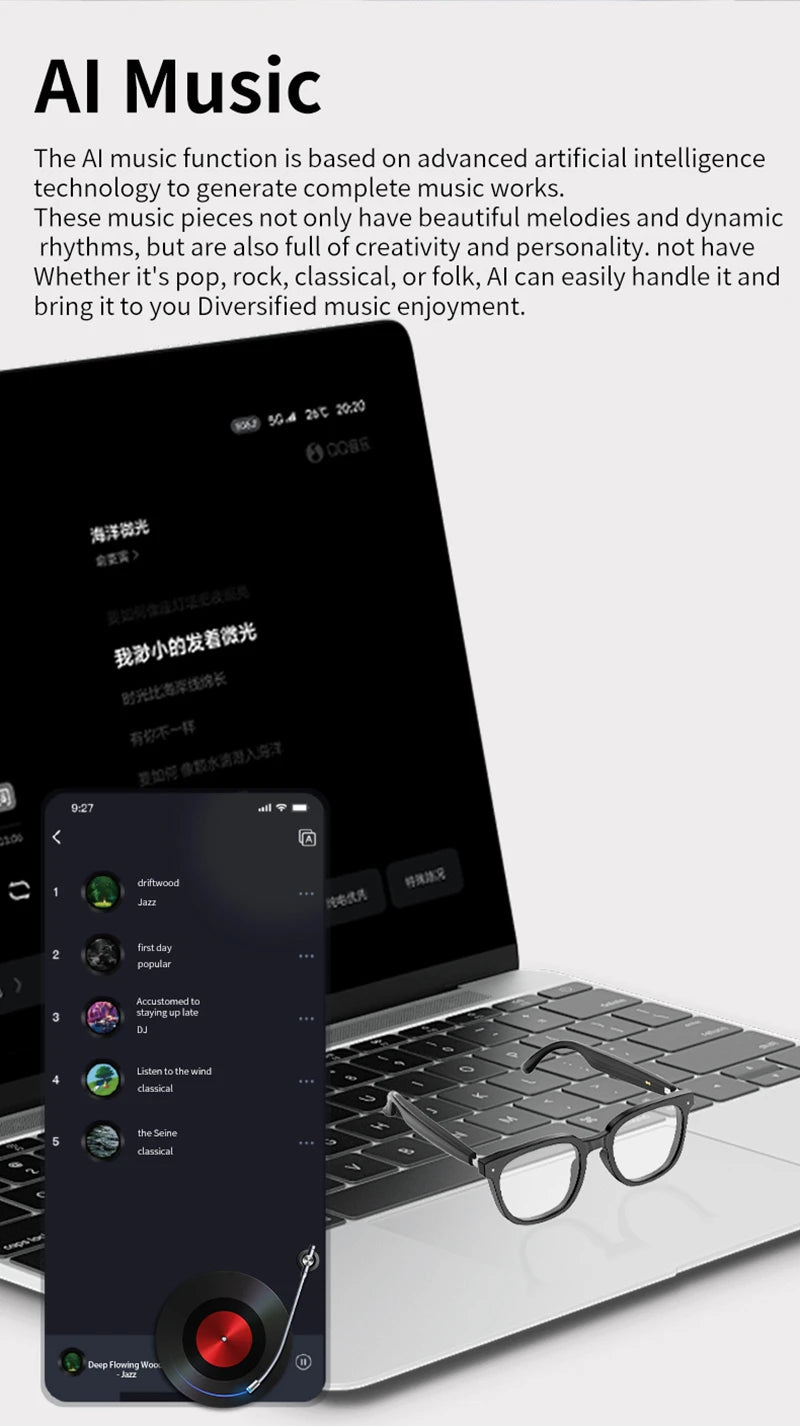 Xiaomi New AI Intelligent Translation Glasses Touchscreen Sunglasses Smart Bluetooth Glasses Listen To Music Voice Call