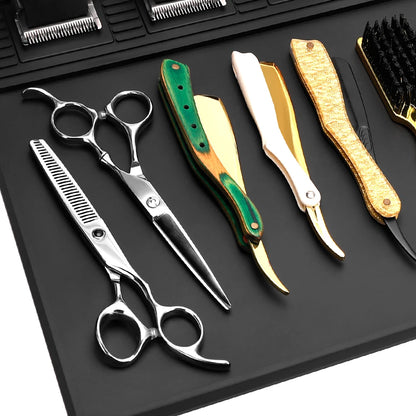 Hair Cutting Tool Storage Pad Anti Slip Waterproof Heat-Insulating Work Pad Magnetic Silicone Barber Shop Desktop Storage Mat