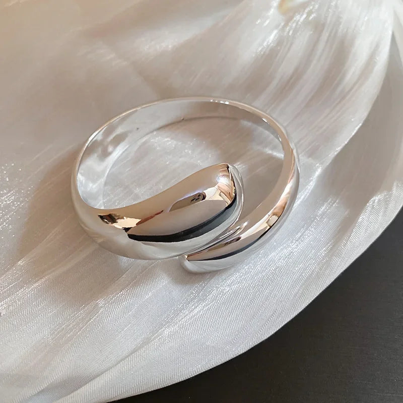 Punk Silver Color Acrylic Cuff Bracelet for Women Men Geometric Round Wide Bracelets Bangles Party Hand Accessories Gifts F