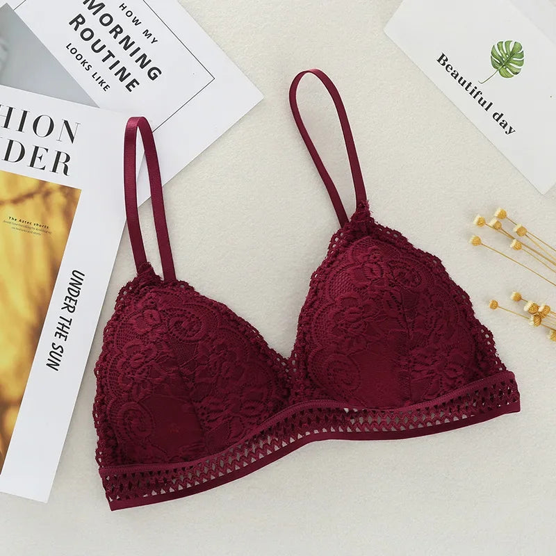 New Lace Sexy Lingerie Wireless Bra for Women Padded Push Up Bralette Female Brassiere Soft Backless Fashion Bras Underwear
