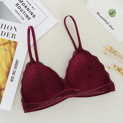 New Lace Sexy Lingerie Wireless Bra for Women Padded Push Up Bralette Female Brassiere Soft Backless Fashion Bras Underwear