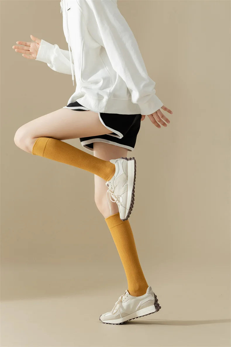 New Women Knee High Toe Socks Soft Lady Girls Breathable Comfortable Solid Color Cute Long Sock For Women