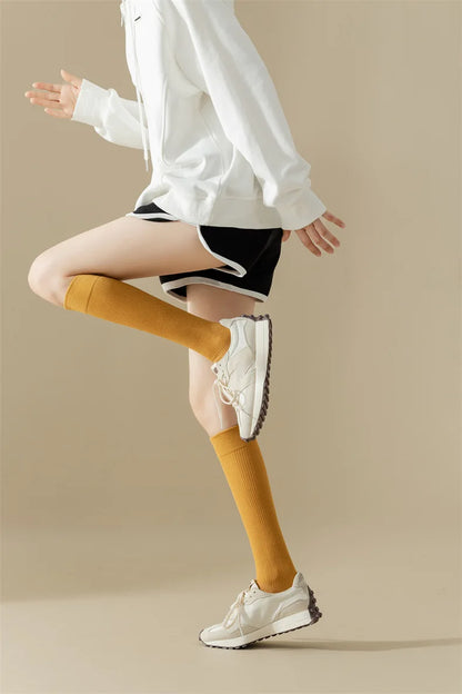 New Women Knee High Toe Socks Soft Lady Girls Breathable Comfortable Solid Color Cute Long Sock For Women