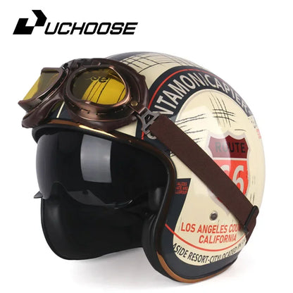 DOT Open Face Casco Moto Motorcycle Accessories Men Moto Helmets Certificated Retro Motorcycle Helmet Cafe Racer