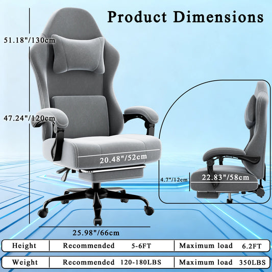 Ergonomic Gaming Chair Electronic with Massage Adjustable Lumbar Support And Foot Pedals Breathable Fabric Computer Chair