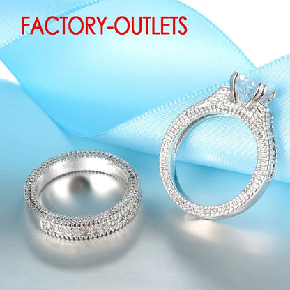 Genuine 925 Sterling Silver Wedding Ring Unisex Romantic Fashion Jewelry Cubic Zirconia Prong Setting  Wholesale