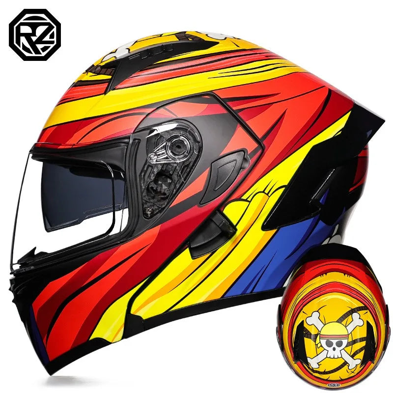 Full Face Motorcycle Helmet for Men and Women - Dual Lens Anti-Fog All Season Riding
