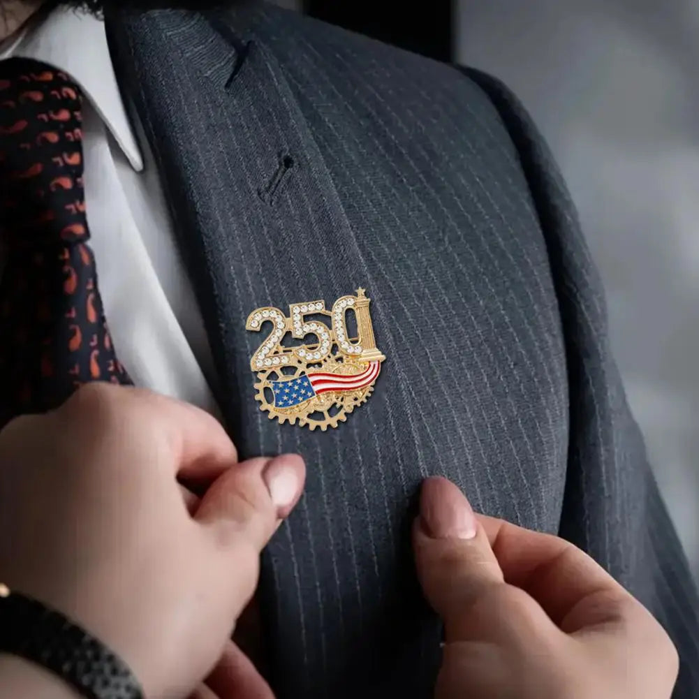 USA 250th Anniversary Brooch Rhinestone 250 Flag Pin Alloy Badge For Independence Day Patriotic Gift Decorative Clothes