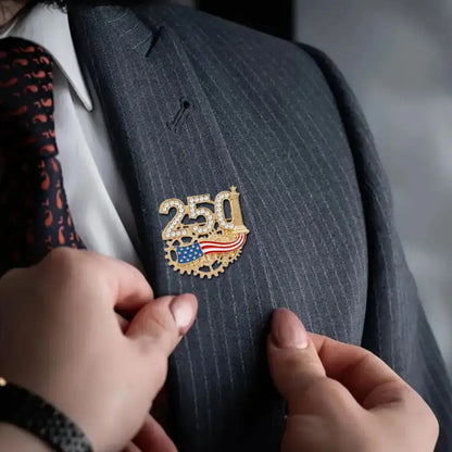 USA 250th Anniversary Brooch Rhinestone 250 Flag Pin Alloy Badge For Independence Day Patriotic Gift Decorative Clothes