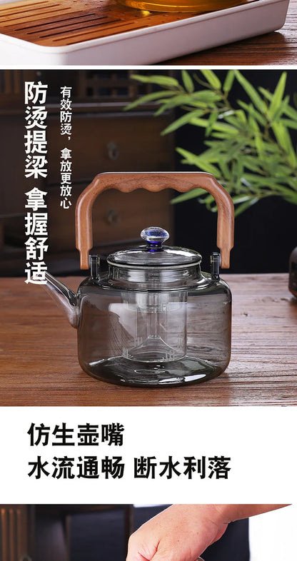 High Borosilicate Glass Teapot Thickened Filter Integrated Steaming and Boiling Teapot High-capacity Home Kung Fu Tea Set