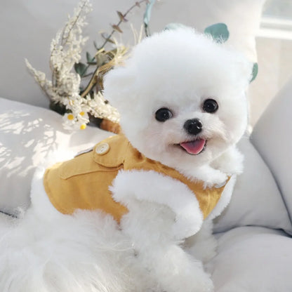 Creative Soft Bear Pattern Dog Clothes Comfortable Stylish Pet Cotton Coat Polyester Thick Pet Warm Vests Pomeranian