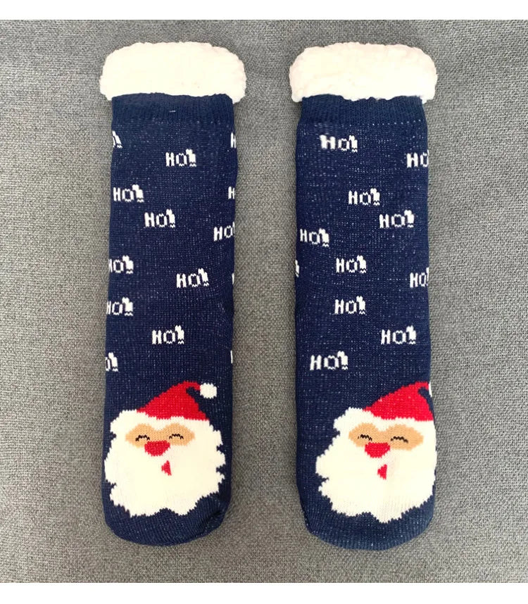 Christmas Fuzzy Socks Womens Winter Thermal Warm Floor Sock Soft Female Home Indoor Gifts Non Slip Grip Slipper Sock Fluffy