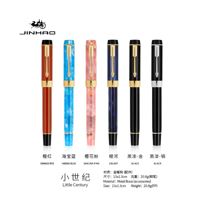 Jinhao 100 Fountain Pen Commemorative Resin Good Pen Nib 18 KGP Gold Sandwiched Thin Tod Small Business Office Gift Pen
