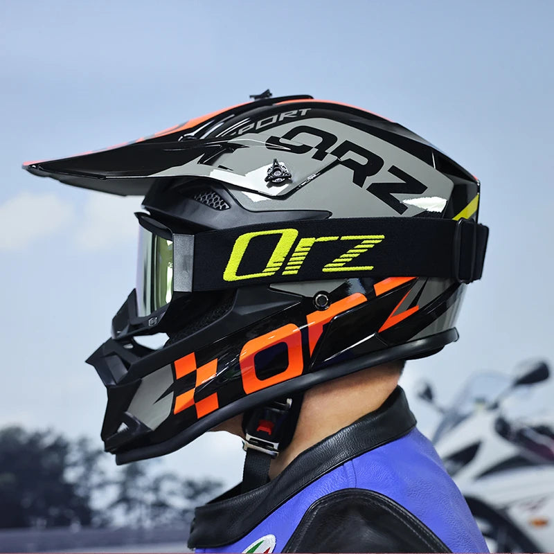ORZF16-Off road motorcycle helmet, men's and women's rally helmet, mountain bike riding speed drops in all seasons