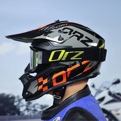 ORZF16-Off road motorcycle helmet, men's and women's rally helmet, mountain bike riding speed drops in all seasons