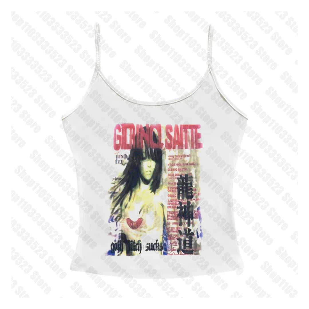 Y2k Style Fashion T-shirts Summer Gothic Slim 2000s Vintage Graphic T-shirts Punk Women Short Sleeve Sexy Streetwear T-shirts