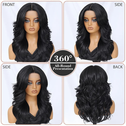 Layered Wigs 13x5x1T-Part Lace Wig With Bangs For Women 18 Inch Red Synthetic Lace Front Wig For Daily Use Ombre Brown Afro Wigs