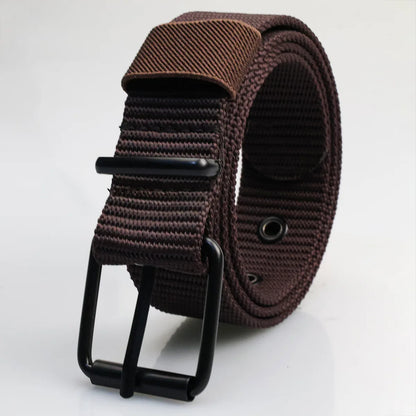 New Porous Pin Buckle Canvas Belt Men's Fashion Versatile Belt Student Youth Military Training Extended Denim Designer Belt
