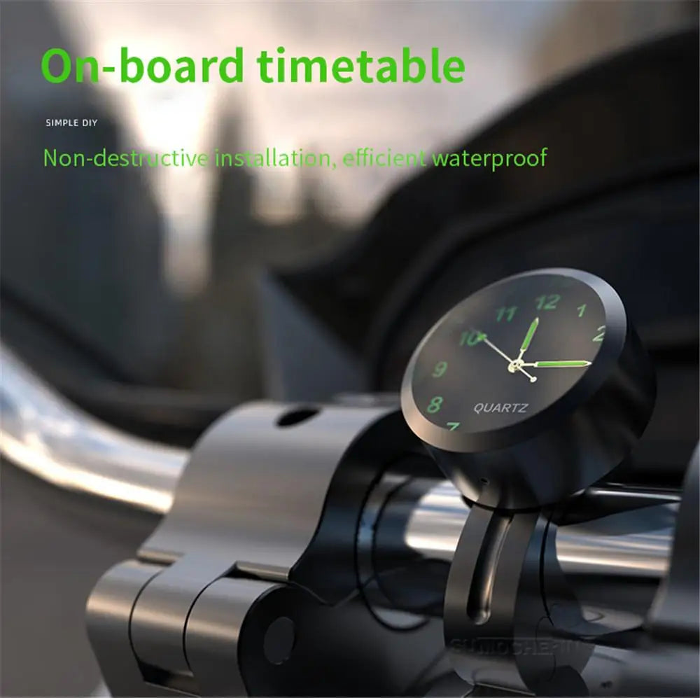 Universal Waterproof Chrome Motorcycle Bike Handlebar Mount Night Vision  Buckle Mount Quartz Watch For Motobike Bicycle