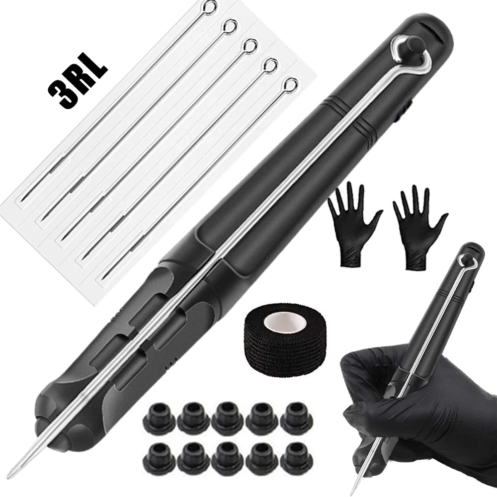 Hand Poke and Stick Tattoo Kit with Poke Tattoo Needles Holder Ink Accessories Set for DIY 3D Hand Poke Stick Tattoo Kit