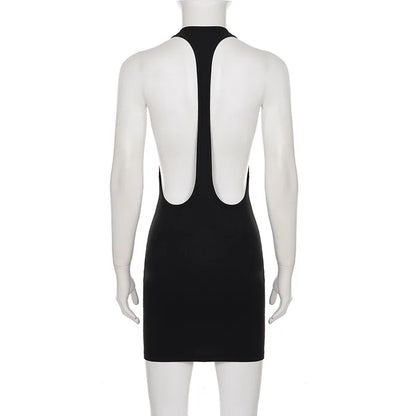 Woman Clothing Sleeveless Backless Solid Black Party Club Dress 2026 Fashion Sexy Hollow Out Package Hip Mini Vacation Dresses