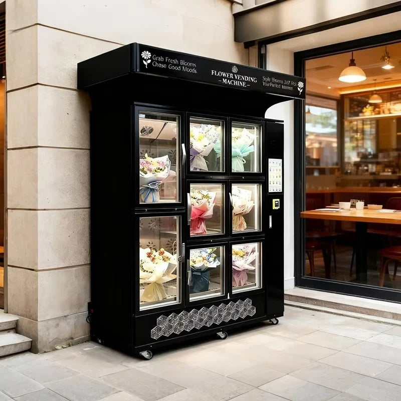 Customized Refrigerator Flower Vending Machine 24 hour Self service Fresh Rose Bouquets Flower Shop Office Building Supply