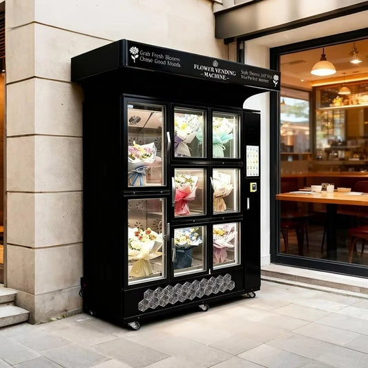Customized Refrigerator Flower Vending Machine 24 hour Self service Fresh Rose Bouquets Flower Shop Office Building Supply