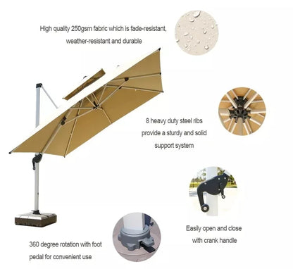 Garden Parasol Large Beach Patio Picnic Umbrella Patterned Outdoor Patio with Led Light Solar Base Wholesale Dropshipping