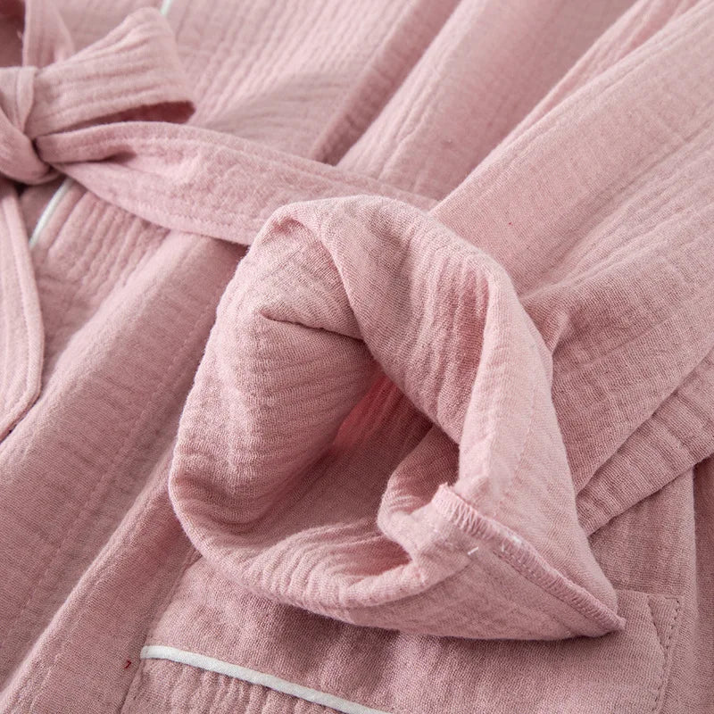 Women's Bathrobe Pure Cotton Large Size Spring Autumn Sleepwear Robe Long Sleeve Couple Home Wear Clothing Female Night Robes