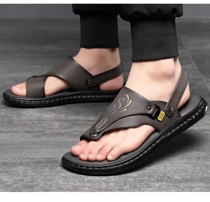 Sandals for Men High Quality Cow Leather Sandals Outdoor Casual Sport Sandals Anti Slip Beach Slippers for Men Summer Slippers