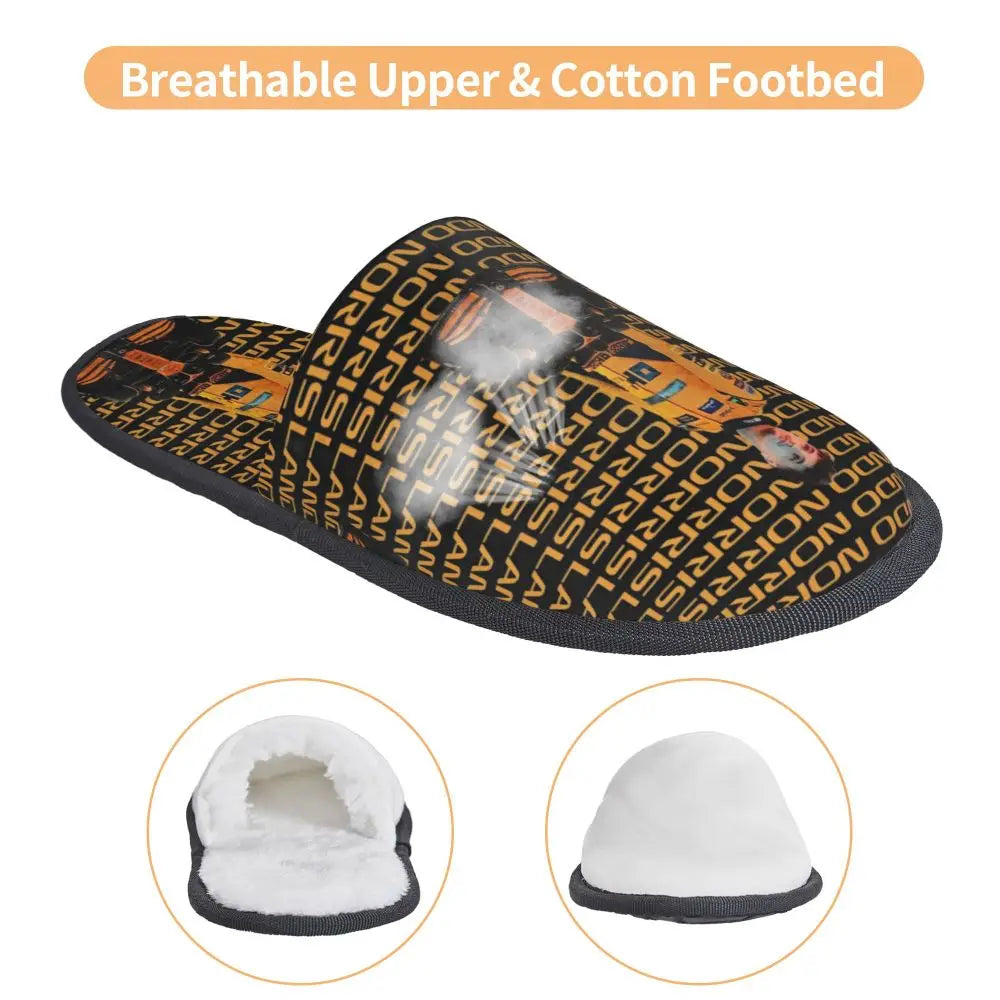 Custom British Lando Norris Racing Driver Guest Slippers for Spa Women House Slipper