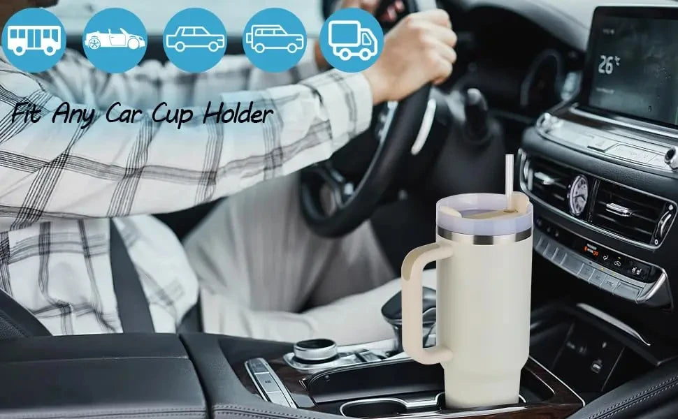 40oz H2.0, 304 Stainless Steel Vacuum Insulated Tumbler With Lid Straw For Water Cold Warm Thermal Coffee Car Cup