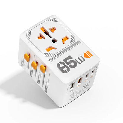 TESSAN International Plug Adaptor GaN Travel Adapter with Universal Outlet 1 USB A 3 Type C Fast Charger for EU/UK/USA/AUS