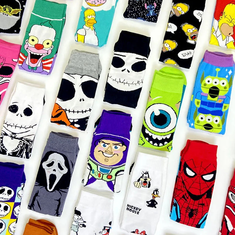 2023 New Anime Marvel Men Socks Long Sock Men‘s Knee-High Couples cosplay Sock Personality Hip Hop Harajuku Funny Sock for Women