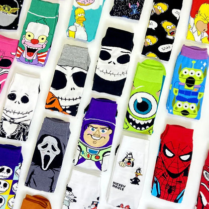 2023 New Anime Marvel Men Socks Long Sock Men‘s Knee-High Couples cosplay Sock Personality Hip Hop Harajuku Funny Sock for Women