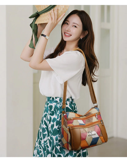 PU Leather Armpit Bags for Women, Shoulder Crossbody Bag, Ladies Vintage Underarm Handbags Suitable for mothers Mom to use