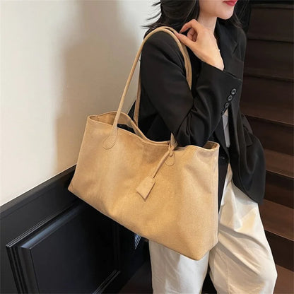 Elegant Shoulder Bag Pouch Suede Shoulder Bag Korean Style Storage Suede Handbag Suede Bucket Bag All-match Underarm Tote Bag