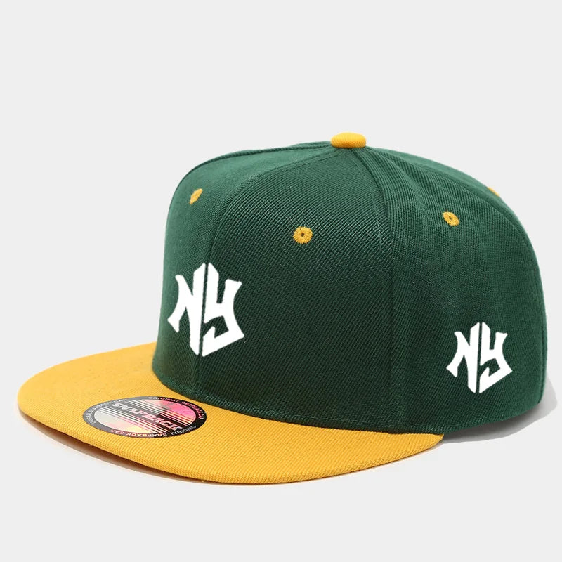 1PC unisex adjustable Snapback baseball cap, flat-brim and color-blocked hip-hop cap, suitable for both men and women