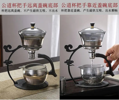 Handmade Iron Glass Tea Set Home Tea Magnet Semi-automatic Tea Machine Office Guest Set