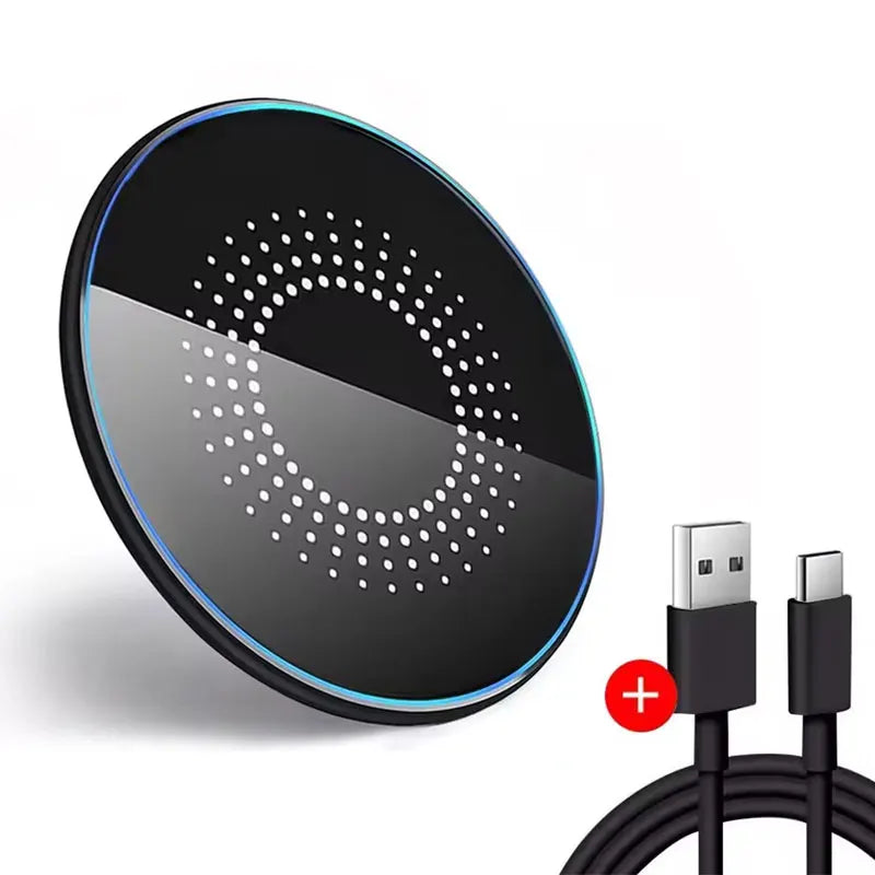 Wireless Charger LED Light Phone Pad Dock For iPhone 17/17 Pro Max 16 15 14 13 12 Pro Max Samsung Xiaomi Fast Charging Station