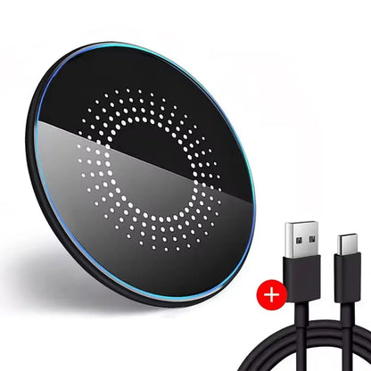 Wireless Charger LED Light Phone Pad Dock For iPhone 17/17 Pro Max 16 15 14 13 12 Pro Max Samsung Xiaomi Fast Charging Station
