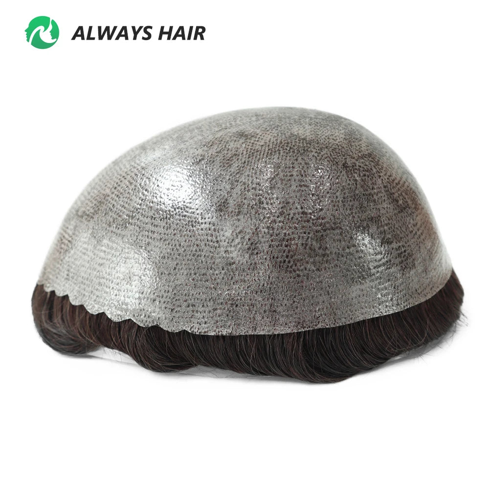 I SKIN Men's Capillary Prothesis 0.12-0.14mm Indian Human Hair 130% Hair Density Men Toupee 6x8 6x9 7x9 7x10 8x10 Size Wig Man