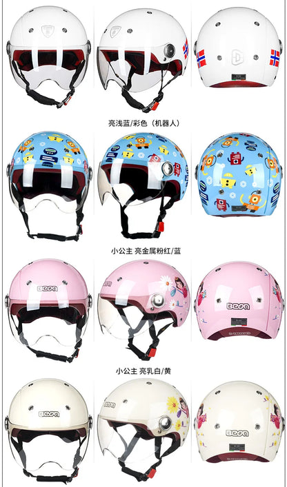 BEON Motorcycle Helmet for Adult and Child All Seasons Electric Vehicle Half Helmet Summer Sun Protection Helmet Motorcycle