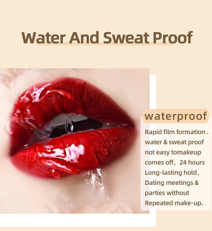 QIBEST Sexy Red Matte Lip Gloss Long Lasting Velvet Liquid Lipstick Lip Makeup Women Beauty Nonstick Cup Waterproof Lipgloss Hot